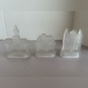 Vintage Frosted Glass Church Set Tea Light